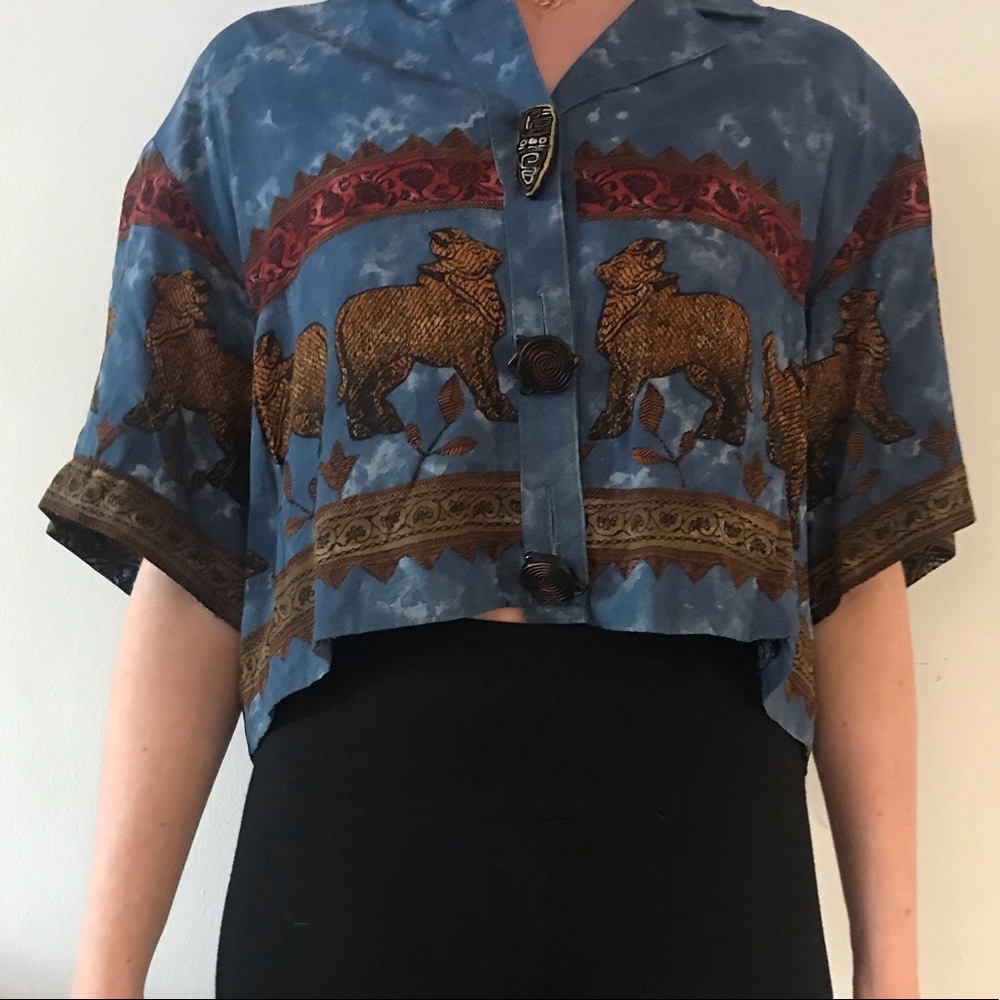 VINTAGE Cache Cropped Tribal Top
